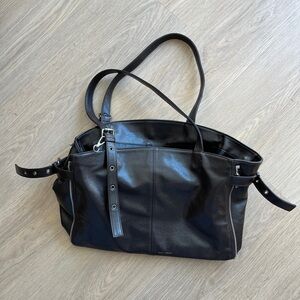Samo Ondoh Zipper Shopper Shoulder Bag in Dark Brown